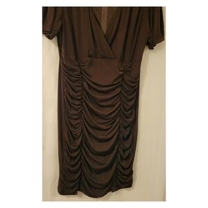 Elegant Brown Ruched Dress